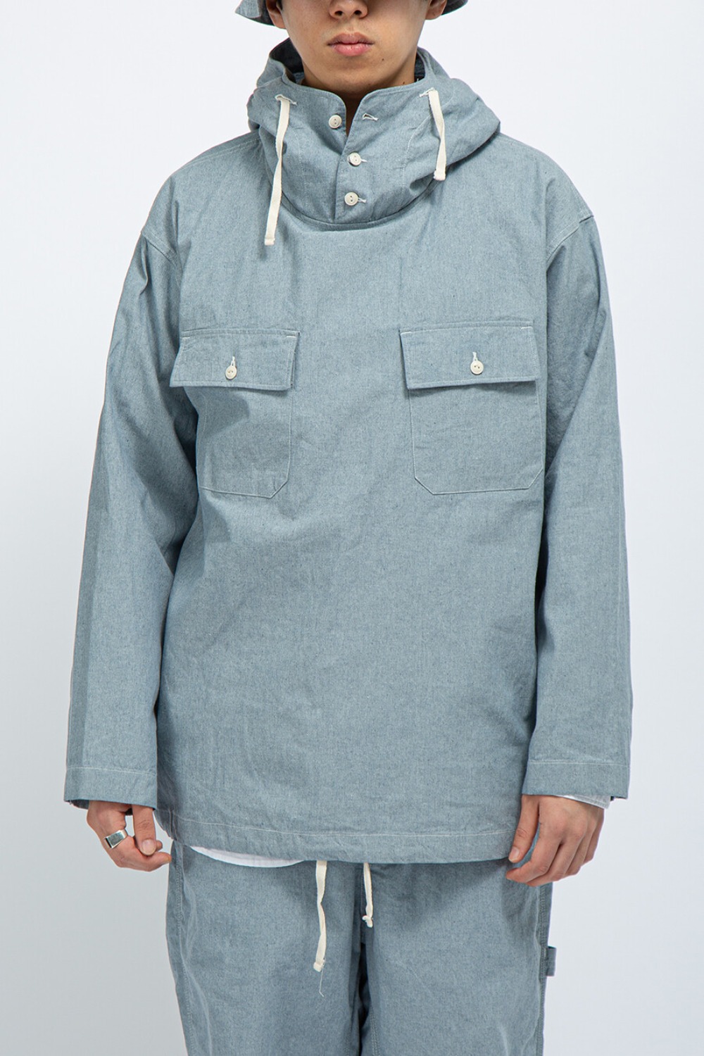 CAGOULE SHIRT BLUE UPCYCLED CHAMBRAY
