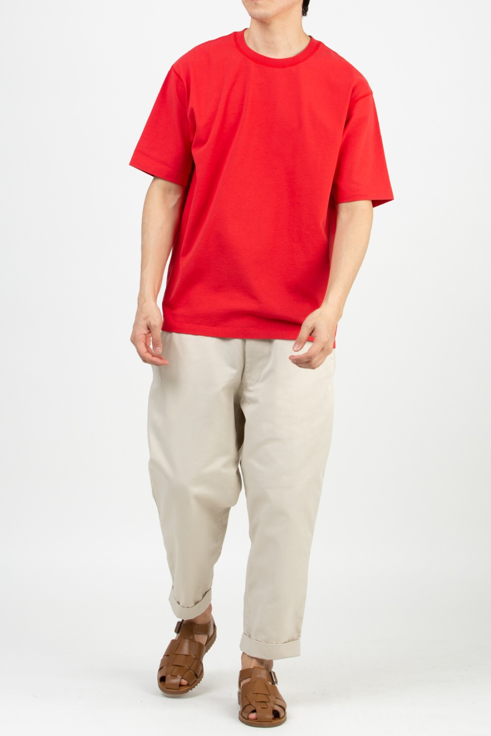 (CARRY OVER) CREW NECK HIKING T-SHIRT WASHED RED COTTON