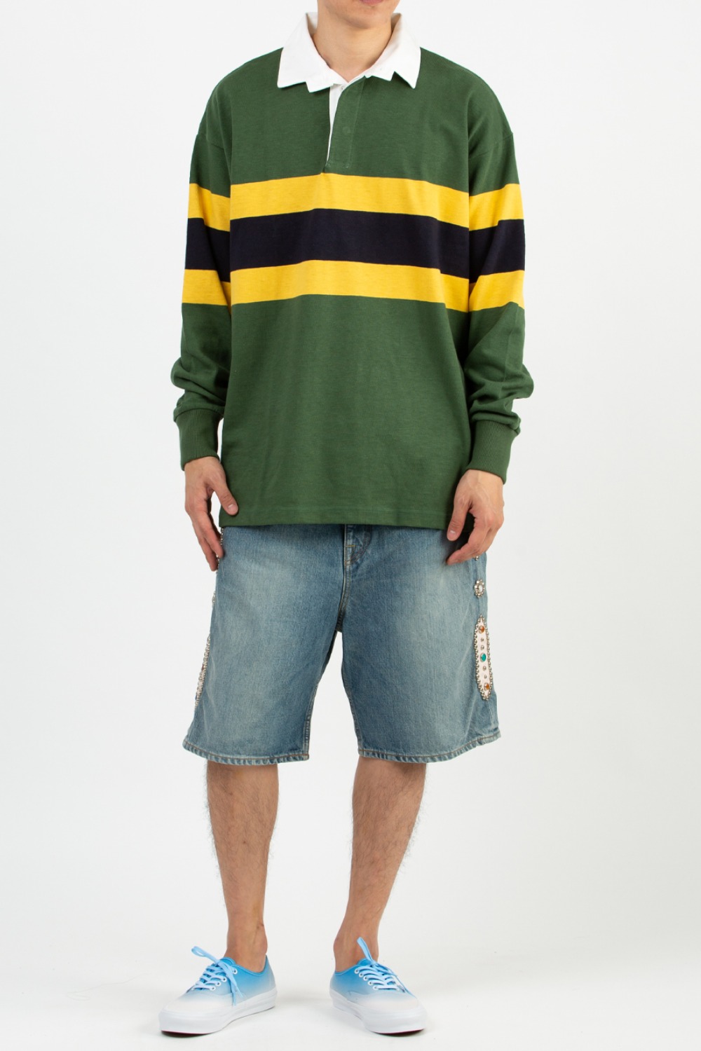 CLIMBERS&#039; STRIPED RUGBY SHIRT GREEN