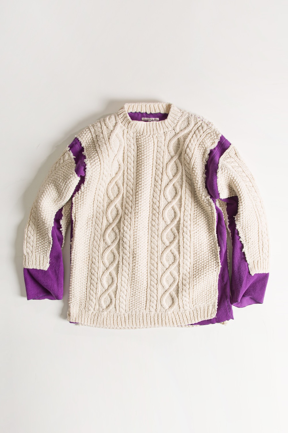 REBUILD BY NEEDLES FISHERMAN SWEATER -&gt; COVERED SWEATER PURPLE (XL-1)