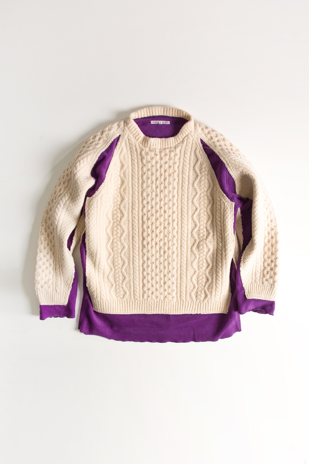 REBUILD BY NEEDLES FISHERMAN SWEATER -&gt; COVERED SWEATER PURPLE (L-7)