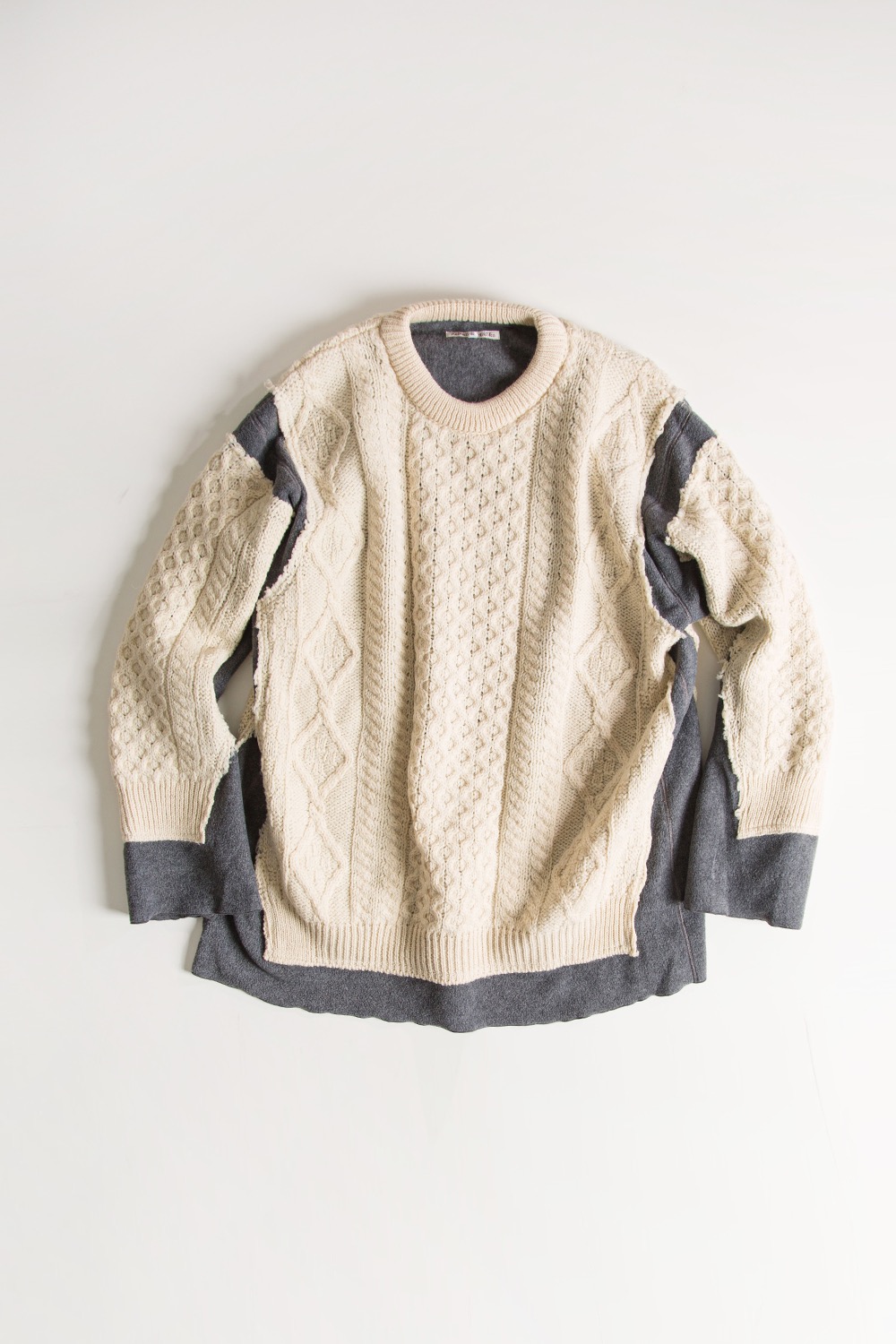 REBUILD BY NEEDLES FISHERMAN SWEATER -&gt; COVERED SWEATER GREY (XL-2)
