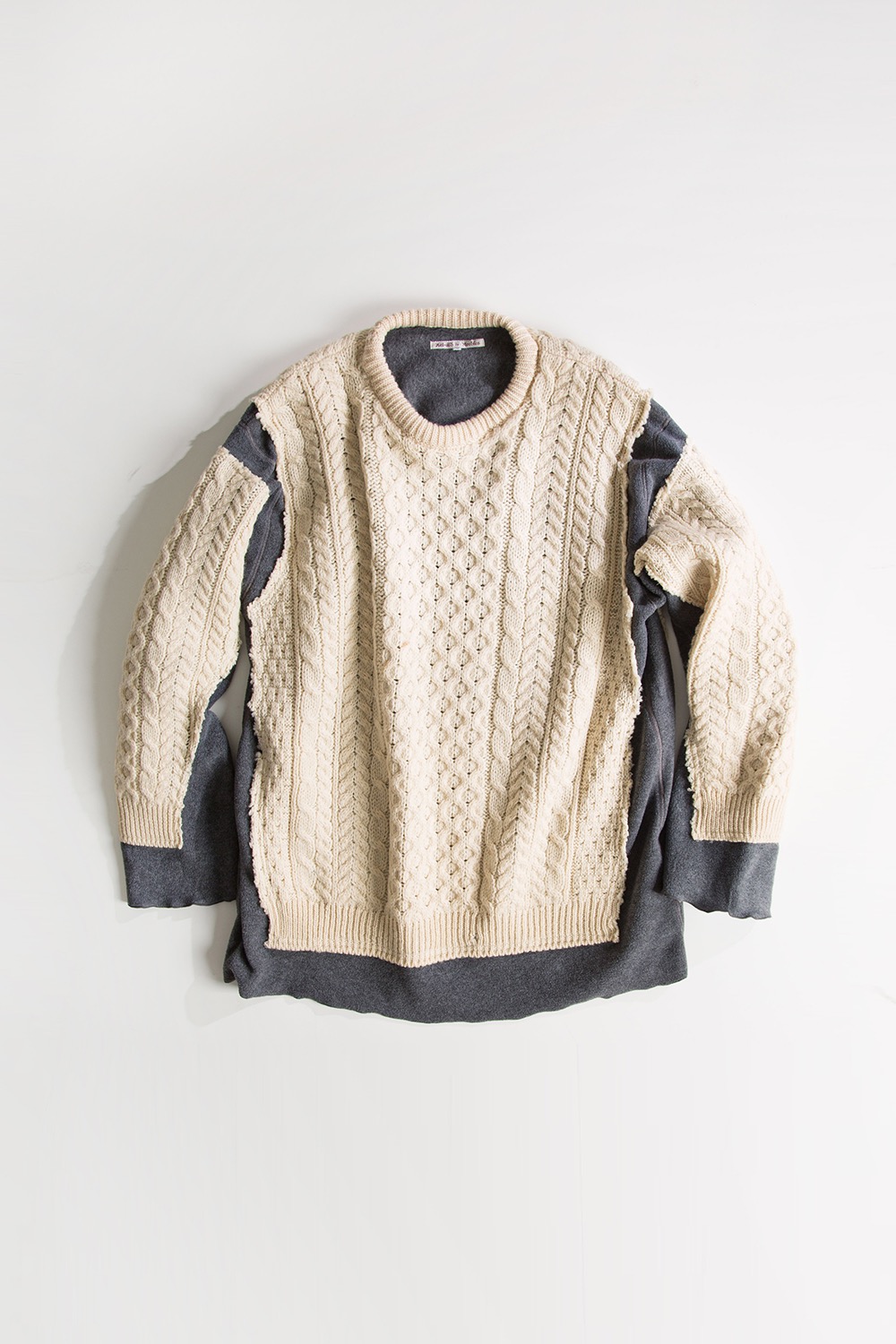 REBUILD BY NEEDLES FISHERMAN SWEATER -&gt; COVERED SWEATER GREY (XL-5)