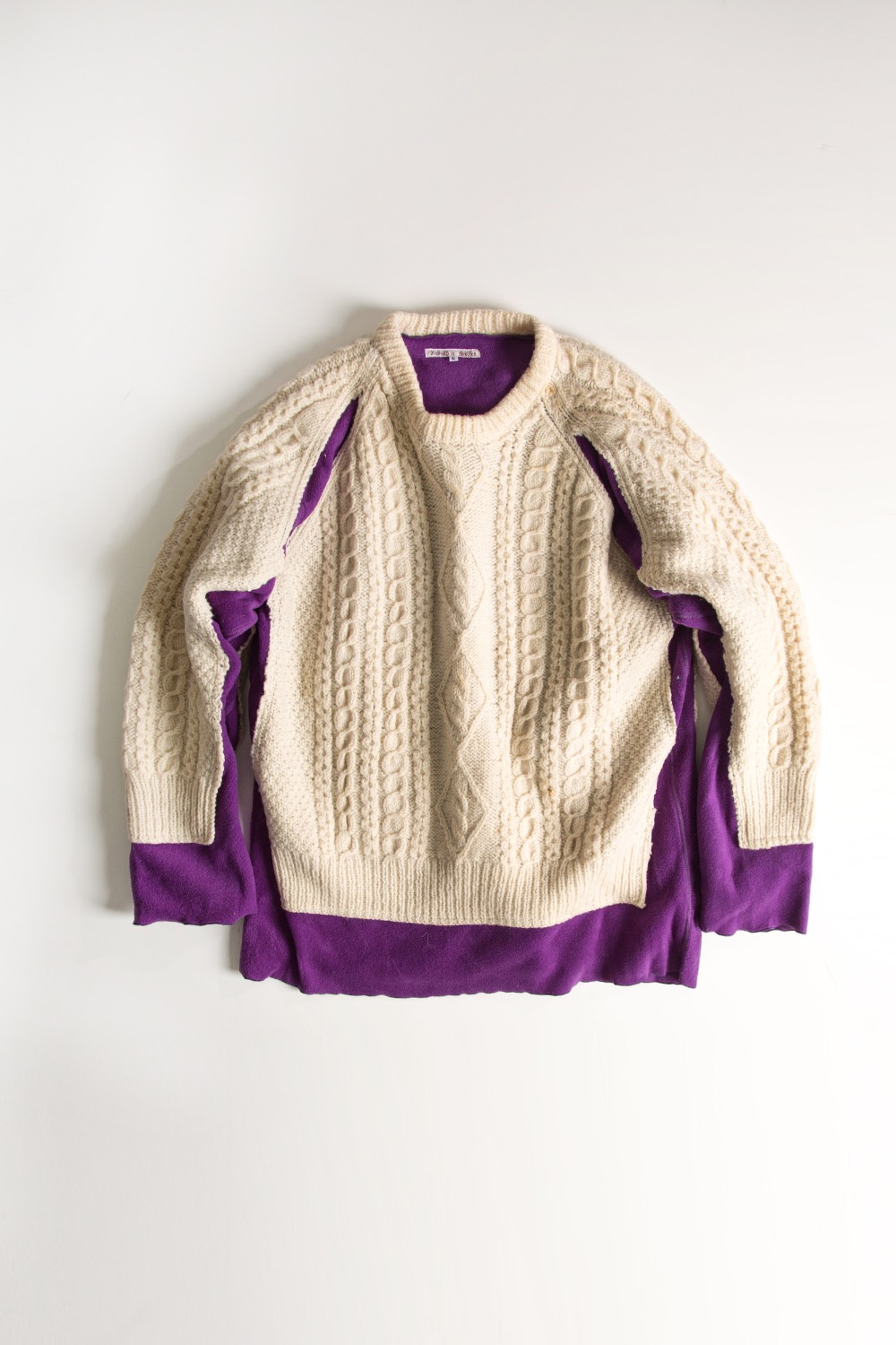 REBUILD BY NEEDLES FISHERMAN SWEATER -&gt; COVERED SWEATER PURPLE (L-6)