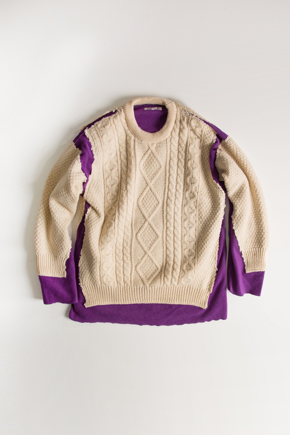 REBUILD BY NEEDLES FISHERMAN SWEATER -&gt; COVERED SWEATER PURPLE (XL-2)