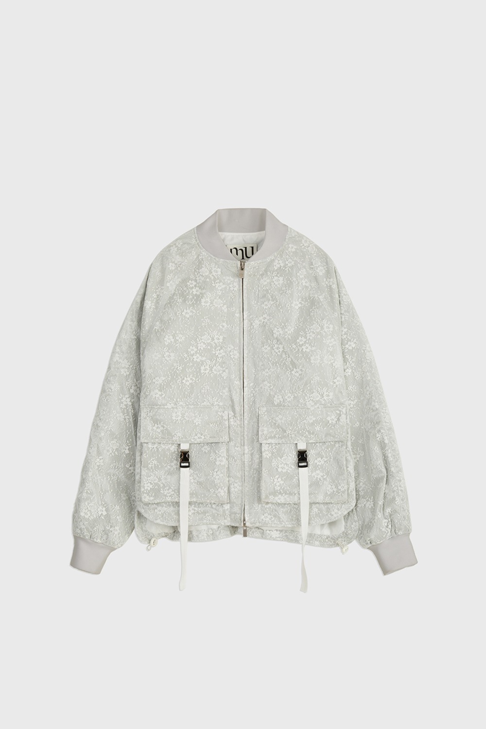 (23SS) PADDED BOMBER JACKET FLORAL LACE W/SILVER TYVEK