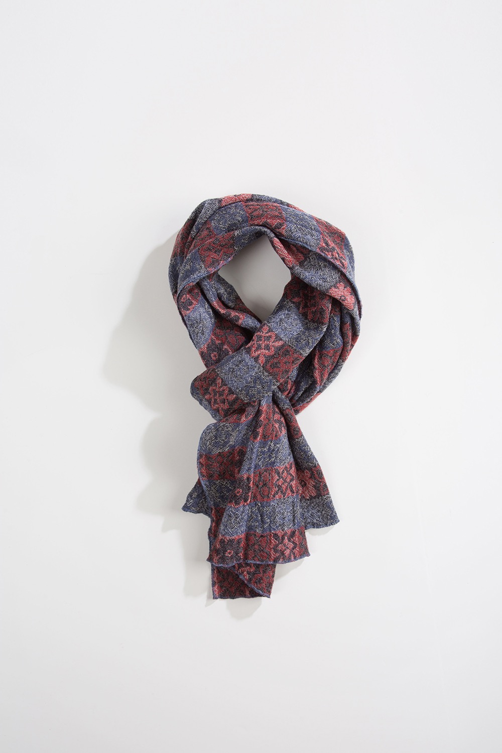 (23FW) WOOL SCARF NAVY/RED