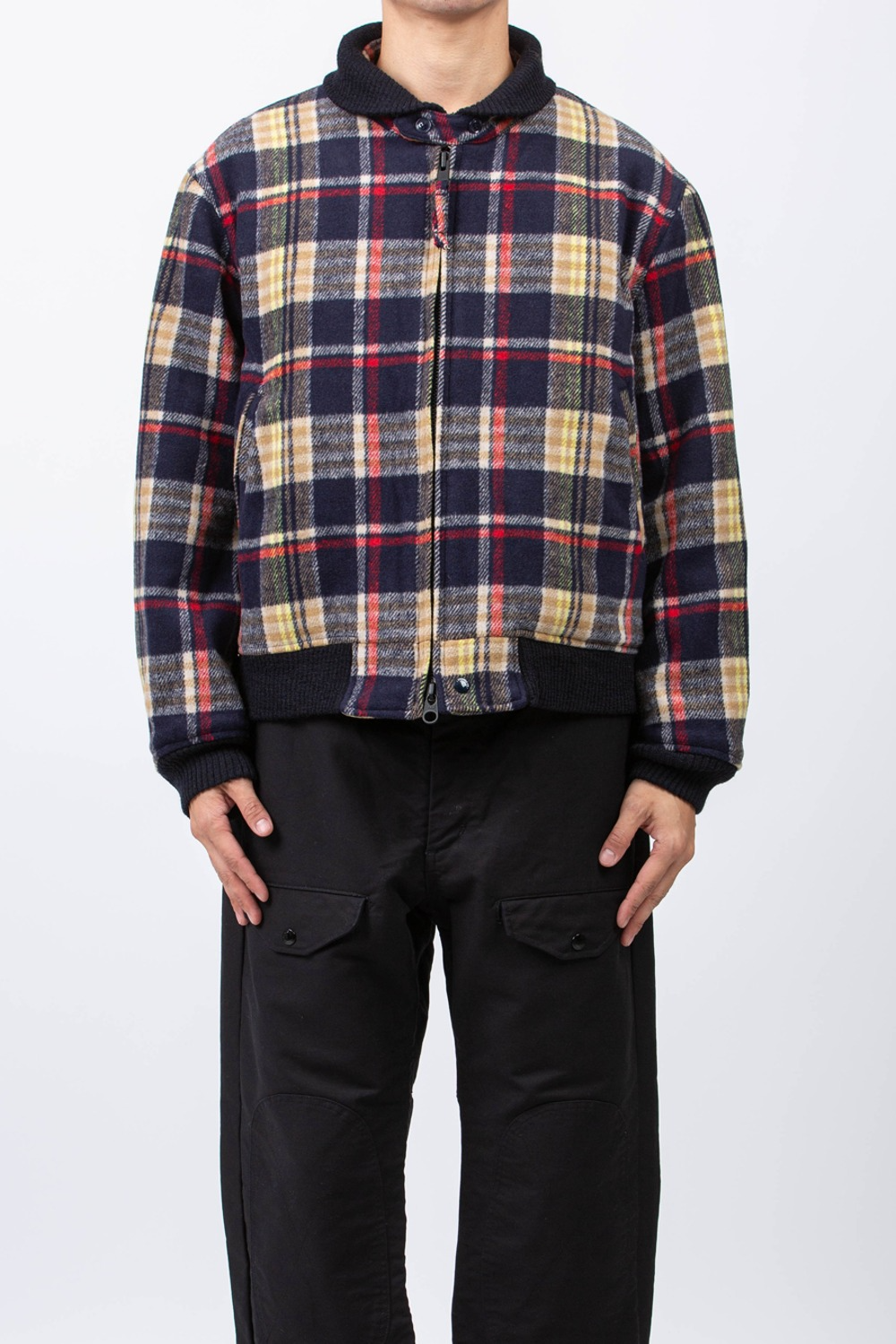 (23FW)  LL JACKET NAVY/RED POLYESTER HEAVY PLAID