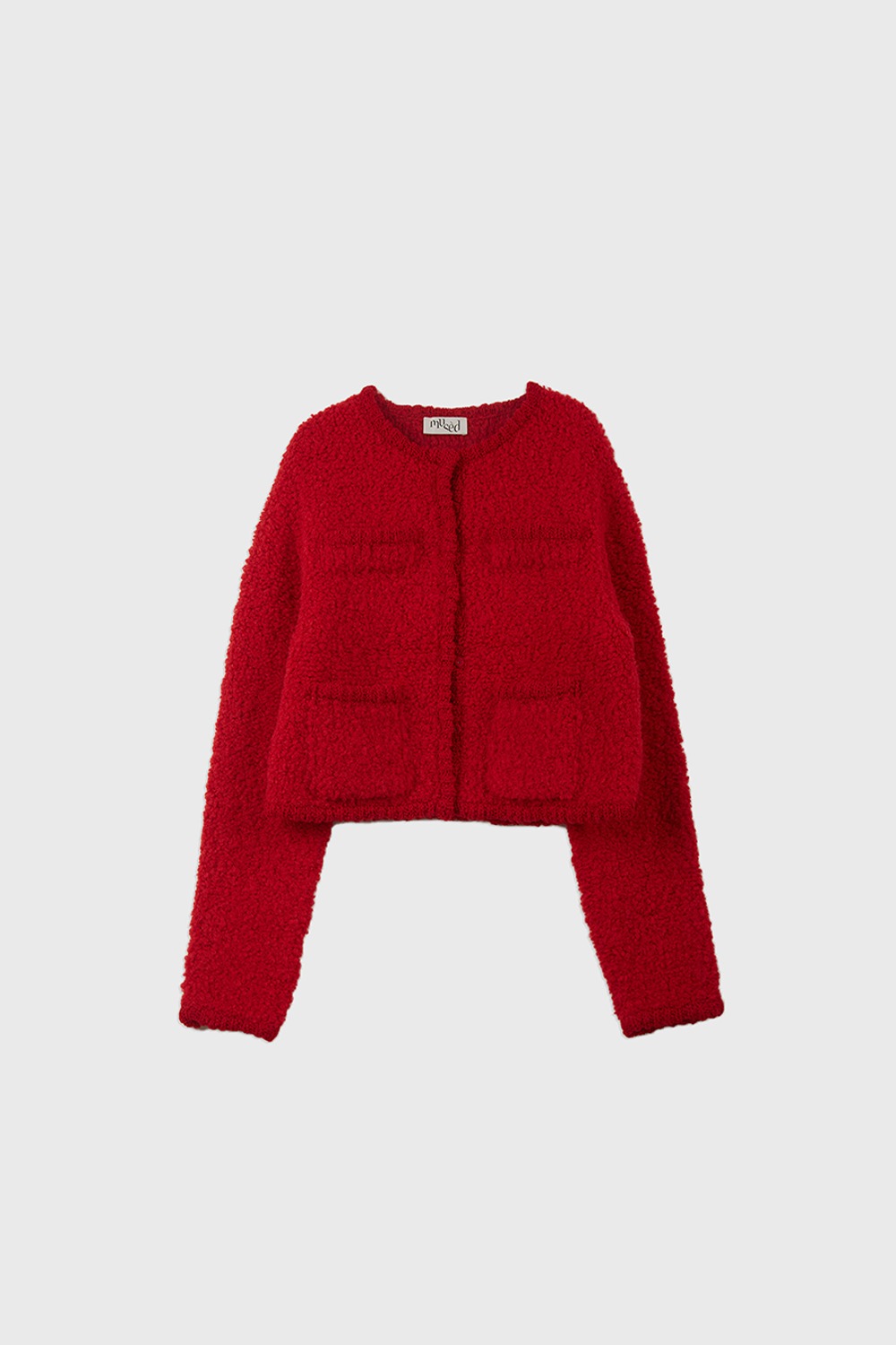 (23FW) MUSED WOOL ALPACA BLENDED BOUCLE KNIT JACKET RED