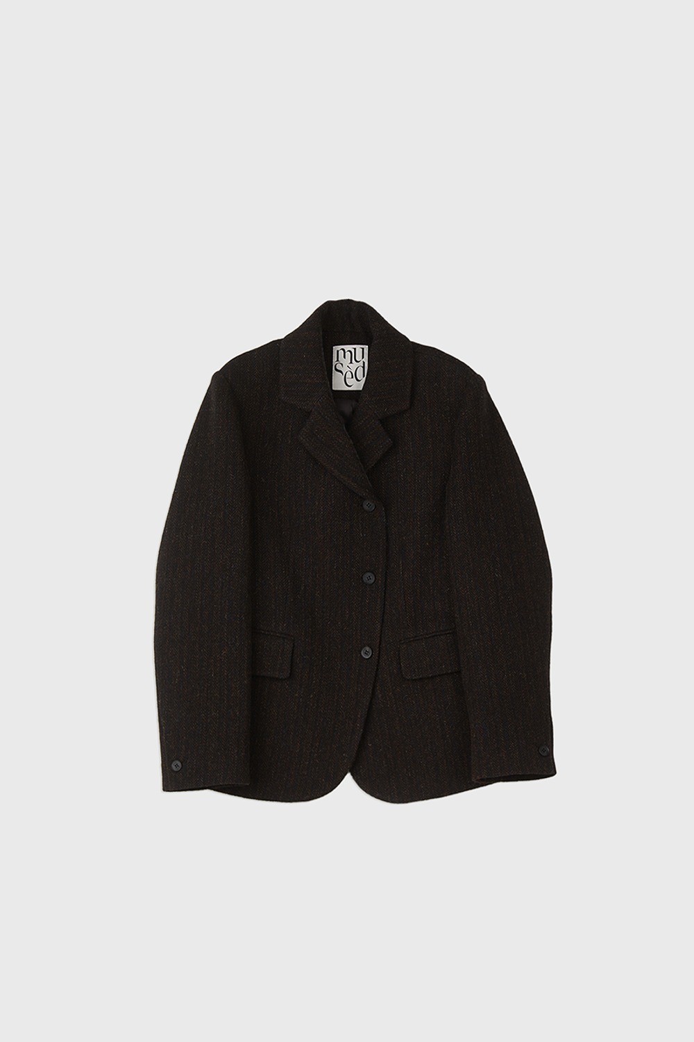 (23FW) MUSED WOOL BLENDED TAILORED JACKET BROWN