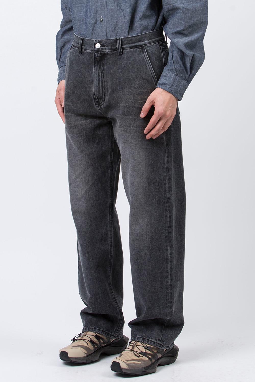 (24SS) ORGANIC COTTON RELAXED DENIM PANTS - ONE WASH (BLEACHED BLACK)